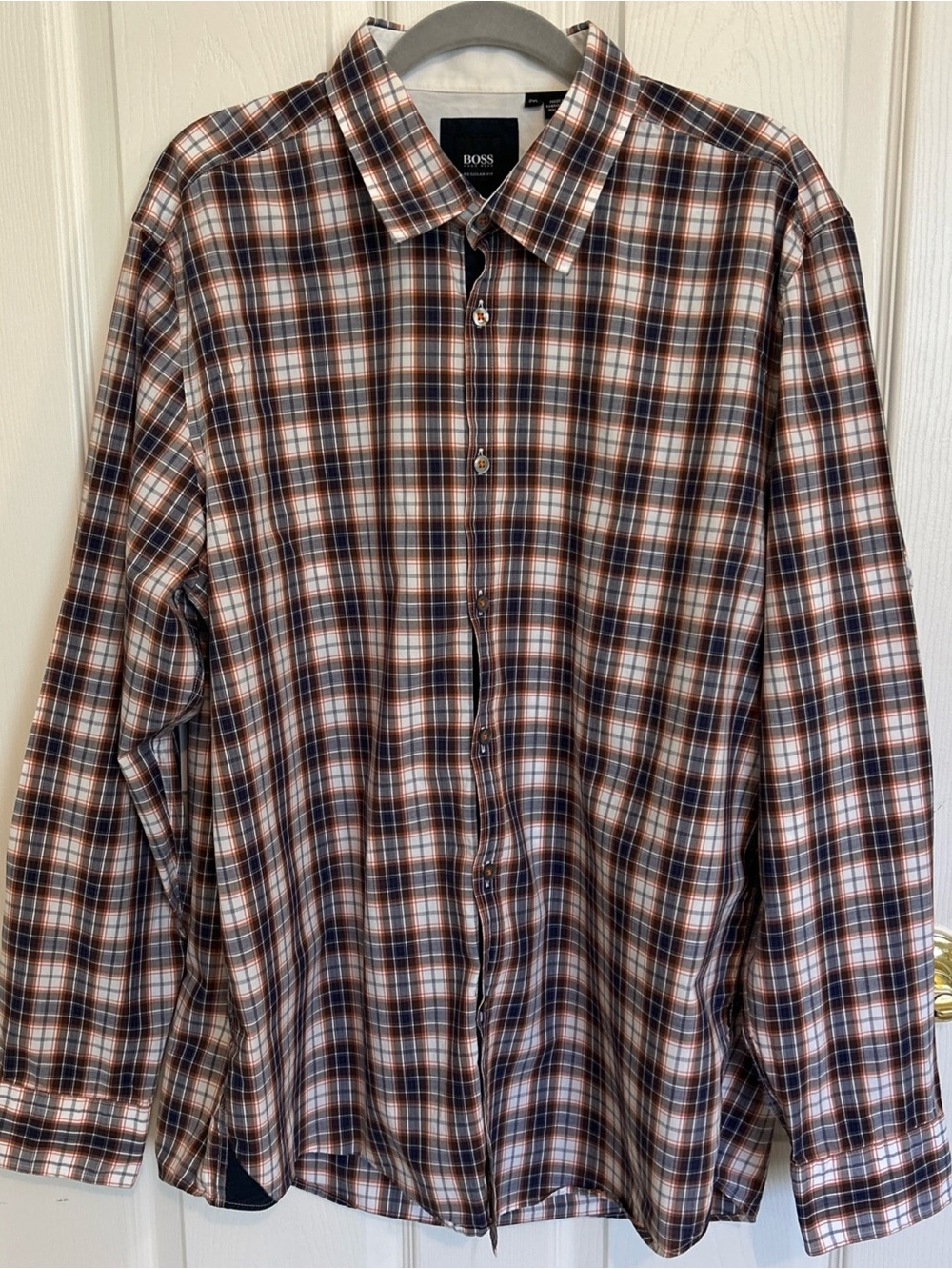 Hugo Boss Button-Down Shirt Navy, Orange, White 2XL